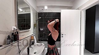 Cheerful darling at hot redhead action
