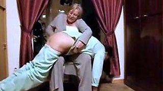 German miss Eva Hass  spanks steven Laing