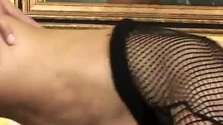 busty brunette Brenda sucks and fucks cock and drinks cum