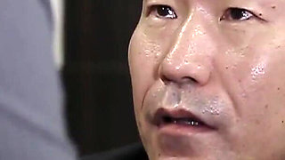Office Gangbang Asian Slut Sucks Every Cock and Gets Covered