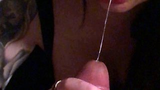 Mature brunette amateur giving a great POV blowjob