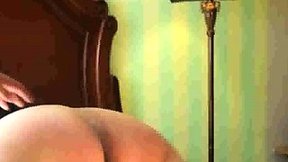 Lashing slut Mary's fat old ass with the belt