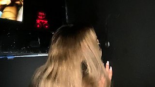 Big titted glory hole blowjob slut fucks and loves facial