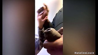 Big tit brunette sucks a big cock POV