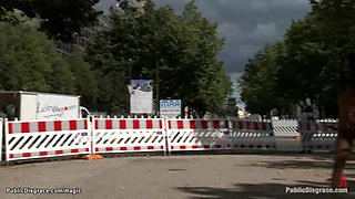 Little Euro babe anal fucked in public