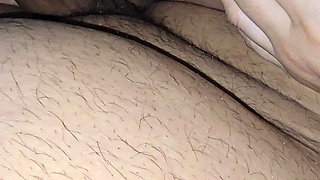 Step mom lets step son fuck her feet while sitting in bed