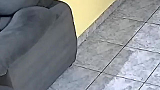 Security Camera Hot and Real Quickie in the Living Room!