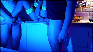 Threesome In The Kitchen In Neon Light. Threesome. Mmf. Cuckold. Ep 4621