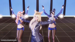 [mmd] Twice - Talk That Talk Ahri Seraphine Kaisa Sexy Striptease League of Legends Hentai Uncensored 4K 60fps