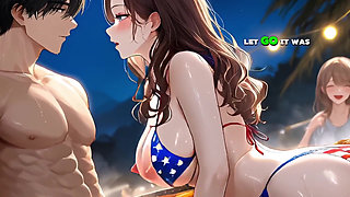 Step Stepsister's Fireworks Creampie While Everybody Watches Outside - Ai Animation