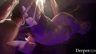 Adriana Chechik hangs tied and suspended while getting railed hard
