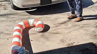 Big Beautiful Woman Nurse Vicki Crushes This Blow up Candy Cane