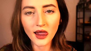 Girl Licks Lens, Kisses and Makes Mouth Sounds in ASMR POV Solo