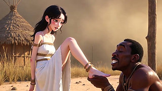 White Woman Tied in Africa - African Man Licking Her Feet