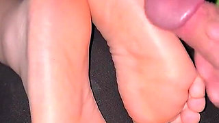 German MILF Close up Sexy Soles Cum on Feet