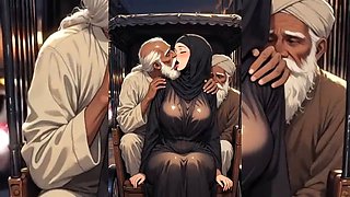 Hijabi Muslim Babes Degraded & Ravaged by Ugly Fat Dirty Old Men \u2013 Squeezed, Kissed, Fucked Hard Part 2