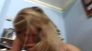 Sexy blonde teen blowjob and gangbanged then creampied