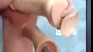 Fucking Machine Pleasures Her Cunt and Anal, Squirting Hard