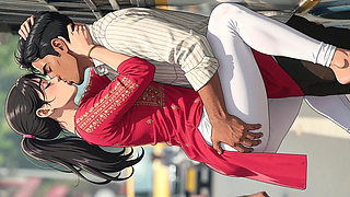 Busty Curvy Indian Beauty Gets Lifted & Carried by Eager Men on Crowded Bus - Cartoon ai video