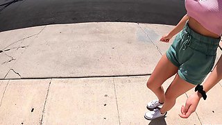 Brunette Amateur Fucked And Taking Facial Outdoors In Public