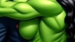 Naked Witch with Big Green Ass at Halloween Party Seduces Men for Sex