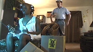 Ebony Slut Pleasing Big White Cock
