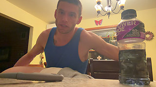 Bend Emo Girl Over Kitchen. Stool in Bright Airy Kitchen Dirty Talk Whole Time