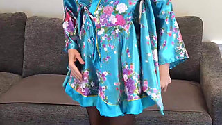 Blue Robe with Black Heels
