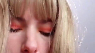 Blonde Handjob and Footjob Big Cock in Nylon Pantyhose Till Cumshot - Nylon Fetish