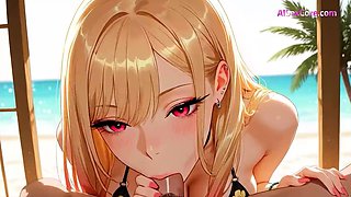 Marin Kitagawa hot sex and messy facial on a private beach