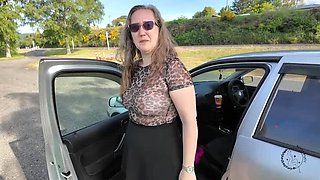 Heidi Blaze Outdoor Sex - Big Tits MILF Flashing Skirt Gets Creampie By Husband