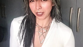 White Outfit Smqoking Instructions - Topless Tease