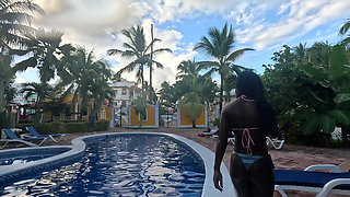 Busty Black Girl Picked up at the Pool & Cum Creamed