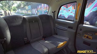 Faux cab magnificent virgin looking brunette caught smoking in the taxi and needs to pay