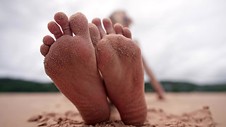 Worship My Feet on Public Beach and Get My Permission to Cum