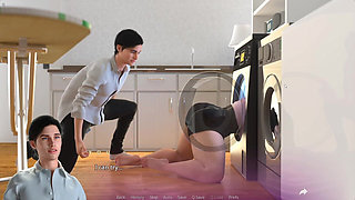 Stepmom Huge Ass Make My Cock Cum While She Stucks in Washine Machine