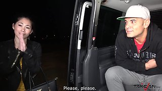Asian cutie Lin gets picked up by a big cock stranger who fucked her in the bang bus