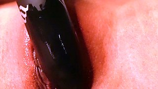 Close up pussy gape and toy