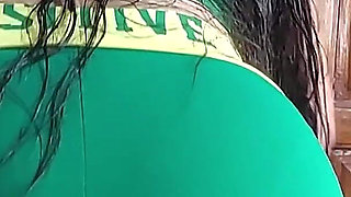 The Brazilian Soccer Team Fan Squeezed My Cock with Her Ass Before Going to Watch the Game
