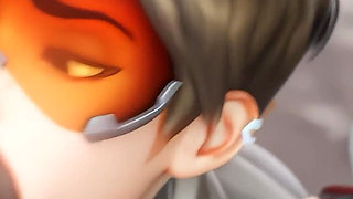 Tracer & Kiriko - Big Black Cock Sloppy Blowjob & Cowgirl 3D Animation