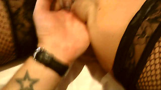 Swemature in schoolgirl uniform, high fuck boots, getting fucked from behind, dildo, hard wet orgasm