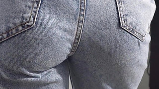 MILF Secretary in High Weist Jeans Teases Her Nice Butt