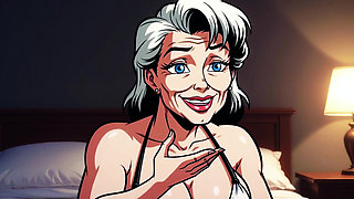 Ai Old Women in Bedroom Teasing and Flashing Tits