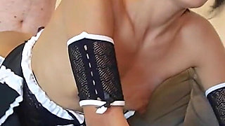 Catwoman Slim Asian Maid Ravaged by Big Cock and Swallows All the Cum