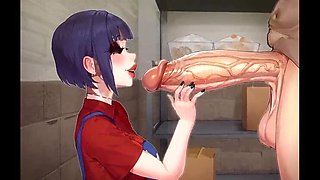Big Dick Futanari Hentai Animation - Supermarket Blowjob & Cum in Mouth Creampie
