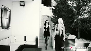 Lesbian beauties share their strapon