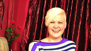 Short-haired German blonde does her first sex casting