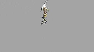 a girl dancing with sword