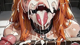 Bondage Facial Bukkake - Woman Covered in Thick Cum