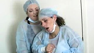 Nurses jerk and suck off Johhny to get a semen sample,